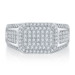 แหวนมอสซาไนต์ 4.024 กะรัต รุ่น Hop Statement ตัวเรือนเงินแท้ 925 ชุบแพลตตินัม ทรงบาแกตต์และทรงกลม สำหรับผู้ชายและผู้หญิง - Product Image 4