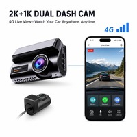 Caméra embarquée 4G double objectif 2K+1K avant et arrière avec WiFi, GPS, enregistrement en boucle, surveillance de stationnement et visualisation en direct à distance pour taxi, camion et flotte