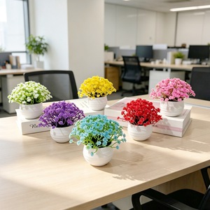 Plantas Artificiales de Baby's Breath en Maceta, Mini Bonsái, Decoración de Escritorio, Flores de Plástico, Blanco, Azul, Rosa, Amarillo, Morado, Rojo, 10 cm - Product Image 1