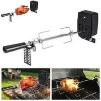 Kit de rôtissoire BBQ 4W universel en acier inoxydable chromé avec moteur à tige fendue, résistant à la chaleur, à la corrosion et étanche