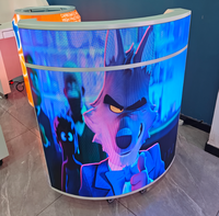 Écran LED portable P1.86 incurvé sur roulettes pour stand DJ, comptoir de bar, salon professionnel, discothèque, festival de musique, pub