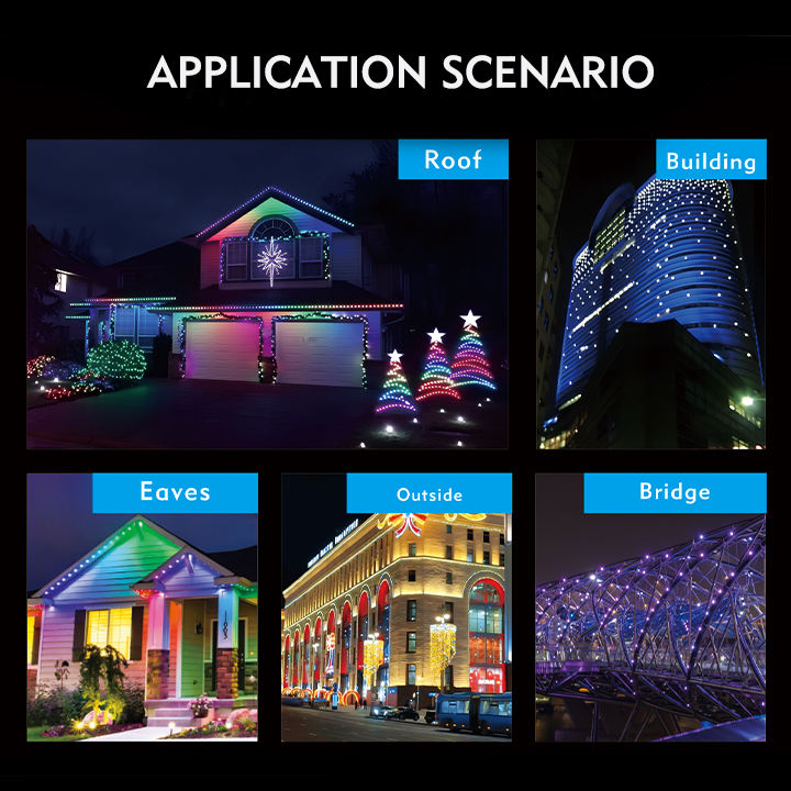 ILIGHT Smart IP67 Waterproof Outdoor LED Permanent Christmas Lighting with WiFi Controller - Landsca