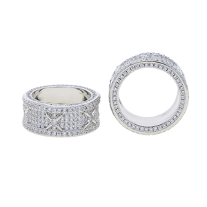Đầy đủ vi mở CZ Iced ra người đàn ông cậu bé ngón tay đồ trang sức rhodi mạ engagement Band Hip hop vòng - Product Image 2