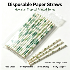 Pailles en papier jetables imprimées de qualité alimentaire, 6mm*197mm, motifs variés, pour fêtes, bars et hôtels (vente en gros) - Product Image 6