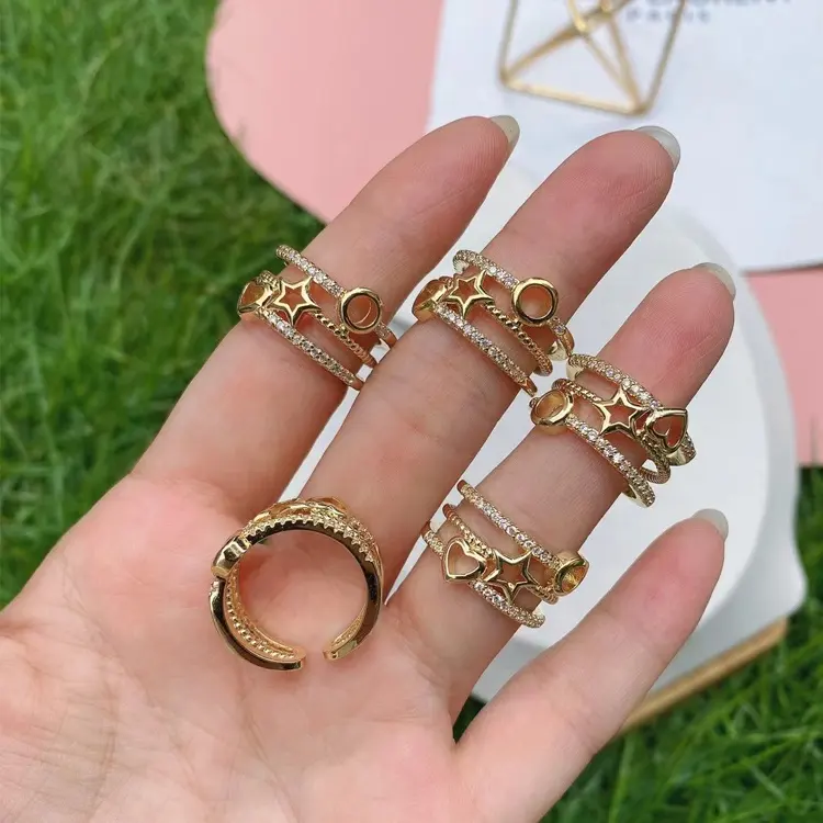 Mode-sieraden 18K Messing Cz Handgemaakte Luxe Vinger Ringen Voor Vrouwen