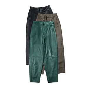 <span class=keywords><strong>Pantaloni</strong></span> a Vita Alta in <span class=keywords><strong>Vera</strong></span> <span class=keywords><strong>Pelle</strong></span> di Agnello Taglia Grande per <span class=keywords><strong>Donna</strong></span>, Versatili e Stile Rettro - Product Image 1