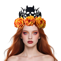 Mahkota Bunga Mawar Gothic Ramah Lingkungan untuk Halloween, Hiasan Kepala Penyihir, Cosplay Lolita, Bando Pengantin Unisex