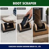 Brosse gratte-chaussures robuste avec cadre en fer et bloc en bois, poils rigides en PP, pour éliminer la boue des bottes de travail et le nettoyage extérieur