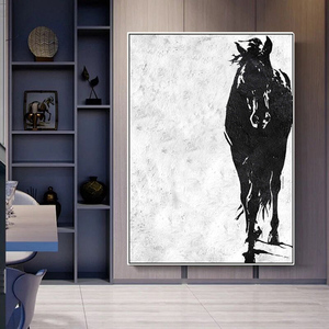 100% dipinto a mano decorazioni per la casa astratto minimalista soggiorno Wall Art in bianco e nero <span class=keywords><strong>dipinti</strong></span> <span class=keywords><strong>ad</strong></span> <span class=keywords><strong>olio</strong></span> su tela <span class=keywords><strong>cavalli</strong></span> - Product Image 2