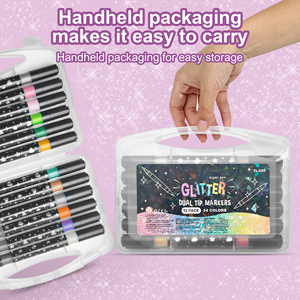 Penna <span class=keywords><strong>Glitter</strong></span> a Doppia Punta e Doppio Colore con Logo Personalizzato all'Ingrosso, Evidenziatore Scintillante per Journaling e Ufficio - Product Image 4