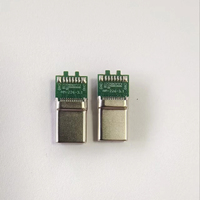 Konektor USB 3.1 Tipe-C Male 24Pin SMT dengan Pelindung Cangkang Baja Tahan Karat 3A Terdaftar 30V untuk Pembuatan Kabel Data