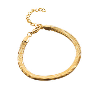 yunnique Snake Bone <b>Chain</b> Bracelet 18K Gold Plated <b>Titanium</b> Steel Unisex Fashion Jewelry Geometric Design - Product Image 5