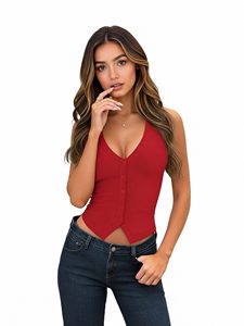 Top a Fascia da Donna con Scollo a V a Righe, Stile Y2K, Senza Maniche, Scollo sulla Schiena, Crop Top Estivo da Donna per Uscire - Product Image 2