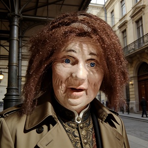 Masque intégral en latex réaliste de femme âgée plissée avec cheveux blancs/marron désordonnés - Costume tendance pour <span class=keywords><strong>Halloween</strong></span>, fête costumée, cosplay 18+ - Product Image 2