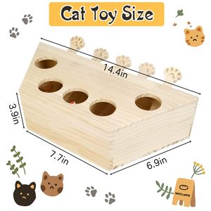 Gioco Interattivo di Lusso in Legno per Gatti: Scatola Puzzle Whack a Mole, Gioco di Caccia per Gattini da Interno, Esercizio Mentale e Allenamento IQ - Product Image 2