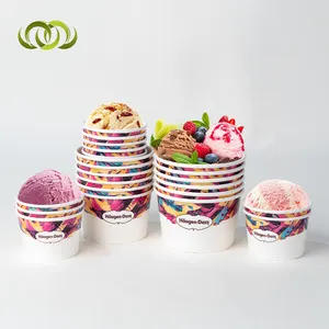 5oz 8oz 12oz es krim goreng mangkuk rol kertas cangkir Biodegradable cangkir es krim