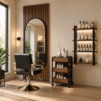 Station de coiffure moderne, poste de travail de coiffure, chaise de barbier hydraulique, siège en cuir, base en fer pour salon