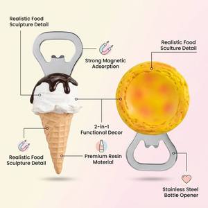 Creative Animal Design Egg Tart Ice Cream Fridge Magnets with Bottle Opener-Eco-Friendly Resin Durable & Handmade - Product Image 3