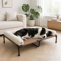 Lit surélevé pour animaux de compagnie avec cadre en acier, maille Oxford respirante, refroidissant, avec trois côtés amovibles, pour chiens et chats, capacité 100 kg