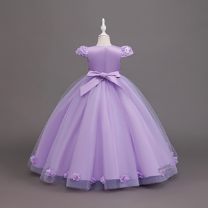 Vestido de <span class=keywords><strong>niña</strong></span> de las flores para boda y ropa formal: Vestido elegante para niñas, largo, con mangas cortas, de tela de malla con lentejuelas y bordados. - Product Image 2