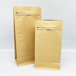 Kaffeebohnen-Papiertüten Reiß verschluss Kraft papier Kaffee beutel mit flachem Boden 500g 1kg