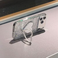 Coque de téléphone portable pour iPhone 17 Pro Max avec miroir cœur, paillettes, strass et support anneau, design créatif personnalisé, compatible iPhone 16