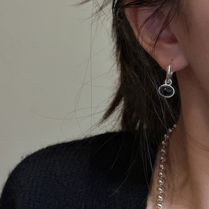 S925 Sterling Silver Frosted Water Drop <b>Earrings</b> Korean Version Niche Design Chalcedony Agate Simple Personality Fashion Ear - Product Image 3