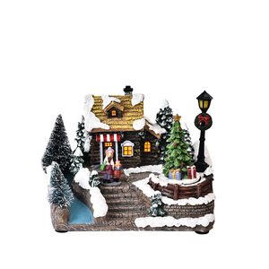 Led natale inverno case del villaggio di natale statuette di natale in miniatura resina ornamento Led vacanza arredamento interno camera - Product Image 2