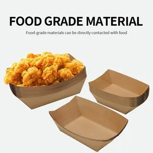 Mini Boxes Wholesale Disposable Biodegradable Food Box Snack Packaging French Fries Food Kraft Paper Boat Tray