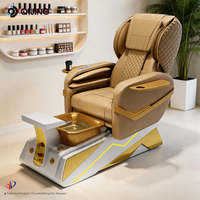 Sillón de Pedicura Eléctrico Profesional de Lujo con Masaje, Bomba de Drenaje y Luces de Colores para Salón de Uñas