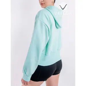 Conjunto Deportivo Vetega para Mujer, Sudadera con Capucha y Cierre de Cremallera, Cuello Redondo, Color Sólido, Pantalones, Ajuste Holgado y Elasticidad Media - Product Image 4