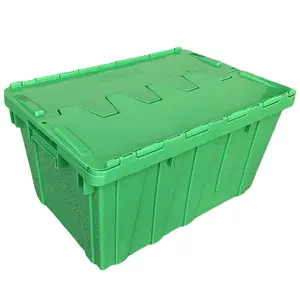 Contenedores de plástico con tapa Cajas de asas móviles de plástico para empresa de mudanzas Cajón móvil encajable