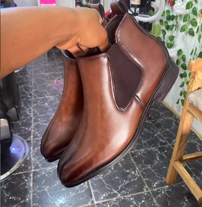 حذاء برقبة تشيلسي إيطالي أنيق من جلد العجل للرجال حذاء برقبة مارتن من جلد البقر بطبقة علوية حذاء برقبة للمشي - Product Image 1