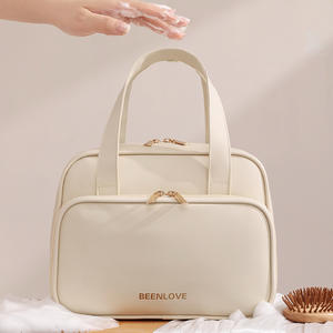 Trousse de toilette Beenlove grande capacité, couleur blanc cassé, pour voyage et rangement de maquillage - Product Image 1