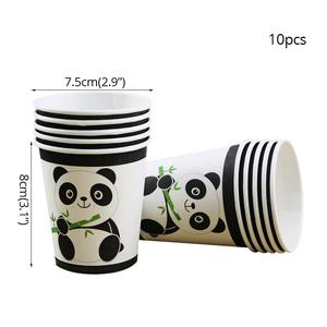 Ensemble de vaisselle jetable sur le thème du panda mignon, décorations d'anniversaire en papier, y compris la décoration de fond, marque <span class=keywords><strong>Wanbo</strong></span> - Product Image 2