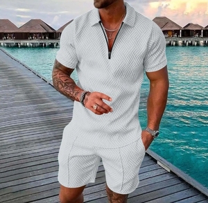 Traje Polo de Dos Piezas para Hombre, Estilo Casual de Playa, Transpirable, con Estampado por Transferencia de Calor, Manga Corta, para Verano - Product Image 5