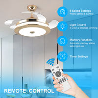 Ventilador de techo Simple romántico con control de 110/220V con luz Led, ventilador de luz multifunción, ventilador de techo