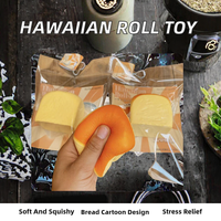 1 pièce Hachimi Hawaiian Rolls Squishy de dessin animé ultra doux à remontée lente 6 cm, jouet anti-stress en plastique en forme de pain, vente en gros