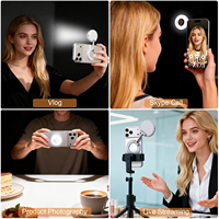 Mini anneau lumineux magnétique CF pour selfie, 400 mAh, 3 modes d'éclairage réglables, lumière d'appoint inclinable à 180° pour vidéoconférence, miroir de maquillage intégré