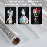 Film d'emballage cadeau en cellophane OPP floral transparent extra large personnalisé papier d'emballage design étanche à pois bouquet pour fleuriste