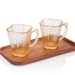 Gobelet en verre à large ouverture personnalisé pour café, 200 ml, vide, pour jus, boissons, eau, avec poignée, vente en gros - Product Image 1