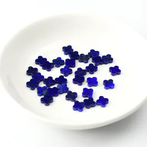 Natural Lapis Lazuli Cut Size Shape Wholesale High Quality 4 Leaf Clover Double Sided Flat Loose Gemstones Lapis Lazuli