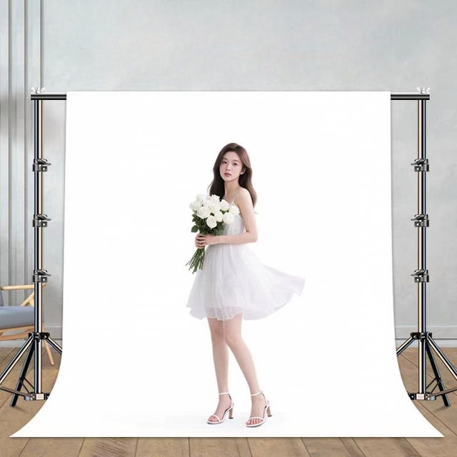 PJ-08 2.6*3.3m Adjustable Backdrop Stand Kit with 3*3m White Cloth, 4 Clamps & Carry Bag for Photo Studio