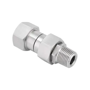 Stainless Steel 5000 PSI High Pressure Metal Swivel Connector 3/8'' NPT Male To Female Swivel Washer Connector