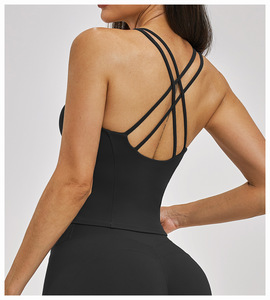 Débardeur de sport personnalisé avec logo, coupe ajustée, respirant, effet seconde peau, col en V, bretelles croisées, pour yoga et fitness - Product Image 6
