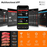 Termometer Daging BBQ Nirkabel Digital, Probe Suhu Kapasitas Tinggi, Monitor Makanan Dapur Akurat, Mudah Dipasang