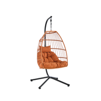 Fauteuil suspendu en forme d'œuf de style moderne avec cadre en acier et en corde, mobilier d'extérieur de haute qualité pour jardin, patio, cour