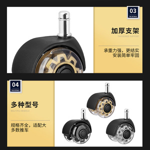 Modern Swivel Furniture Caster <b>with</b> Transparent Double <b>Wheel</b> Polyurethane Silent Design Threaded Stem No Brake - Product Image 5
