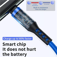 Câble de charge multi-ports, câble de charge 3 en 1, câble USB tressé en nylon, cordon de charge universel avec Type-C, Micro USB et IP