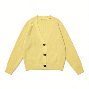 <span class=keywords><strong>Cardigan</strong></span> Casual con Scollo a V, Maglione a Maniche Lunghe con Bottoni, Top Leggero Traforato <span class=keywords><strong>Giallo</strong></span> per <span class=keywords><strong>Donna</strong></span> - Product Image 2